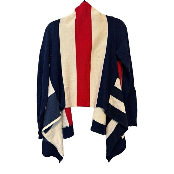 Lauren Ralph Lauren Women's Open Front Cardigan Sweater Sz M Patriotic Red Blue - Picture 8 of 9